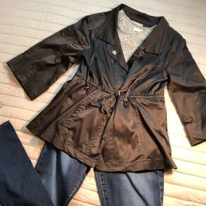 NY Collection black satin anorak jacket size M